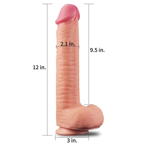 Lovetoy 12"" Dual Layered Platinum Silicone Cock