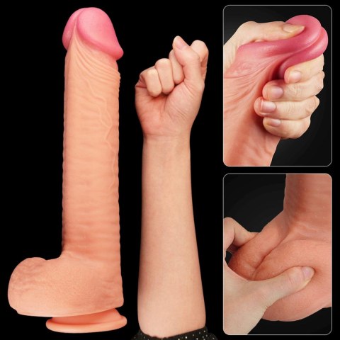 Lovetoy 12"" Dual Layered Platinum Silicone Cock