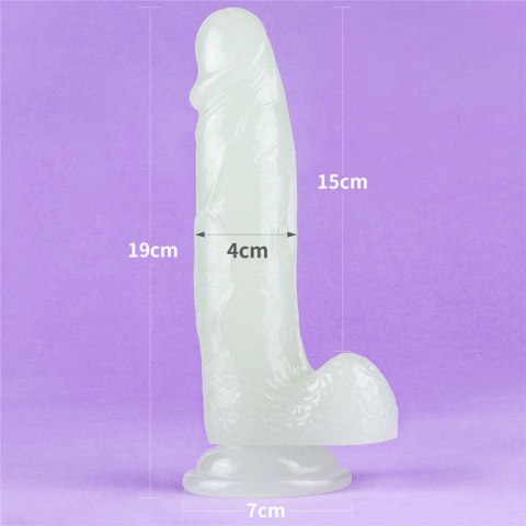 Penis dildo 19 cm, świeci w ciemności