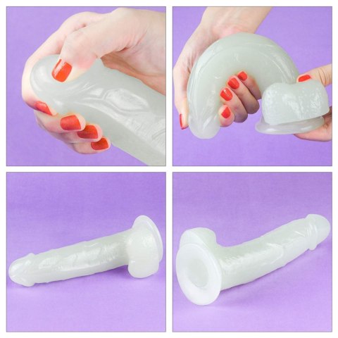 Penis dildo 19 cm, świeci w ciemności
