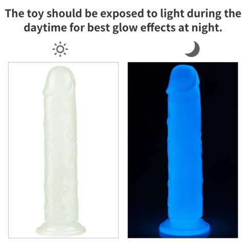 Świecące w ciemności dildo penis 21 cm