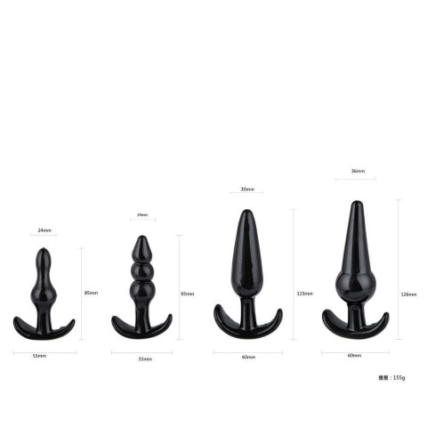 Power Escorts Plug-Quatro Anal Plugs Starter Set- 4-Pack Black