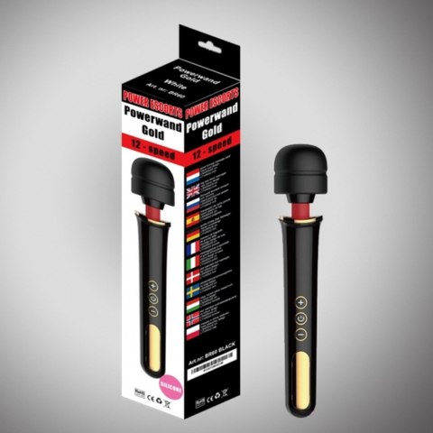 Power Escorts Powerwand gold black big size wand massager 12 speed rech