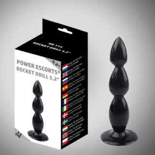 Power Escorts Rocket drill 5,2 inch black big anal plug 5,2 inch / 13 cm