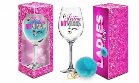 BGtech LADIES TIME - kieliszek do wina Signoria 700ml + pompon - Jestem niewinna