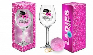 BGtech LADIES TIME - kieliszek do wina Signoria 700ml + pompon - Najpiękniejsza