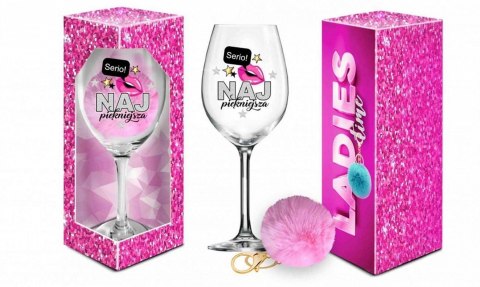 BGtech LADIES TIME - kieliszek do wina Signoria 700ml + pompon - Najpiękniejsza