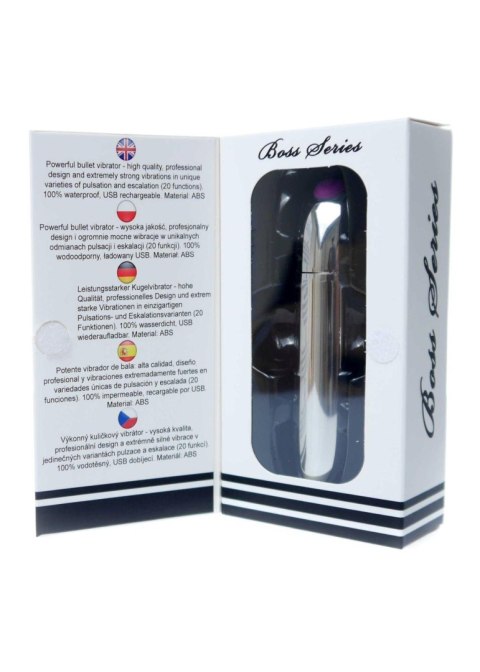 Boss Series Magic Stymulator-Rechargeable Powerful Bullet Vibrator USB 20 Functions - Silver