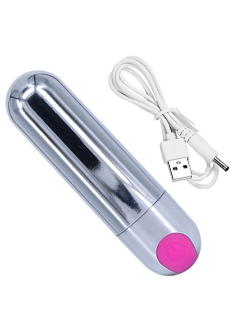 Boss Series Magic Wibrator-Strong Bullet Vibrator Silver/Pink USB 10 Function