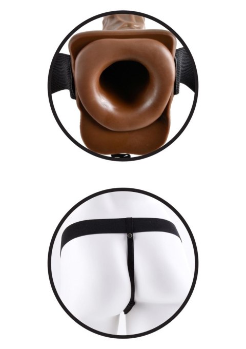 Pipedream 7 inch Hollow Strap-On Balls Brown skin tone