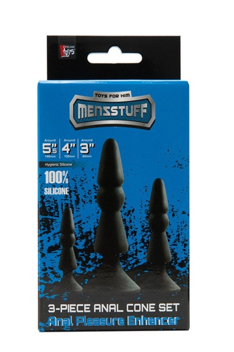 Dream Toys Zestaw-MENZSTUFF 3-PIECE ANAL CONE SET BLACK