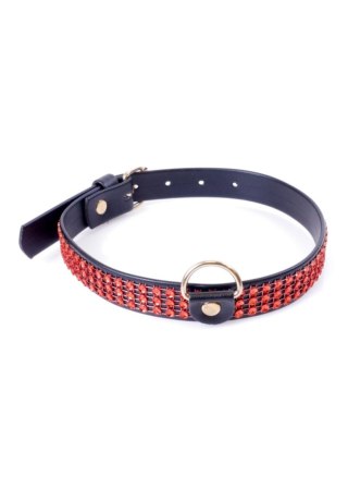 Fetish Boss Series Fetish Boss Series Collar with crystals 2 cm Red Line