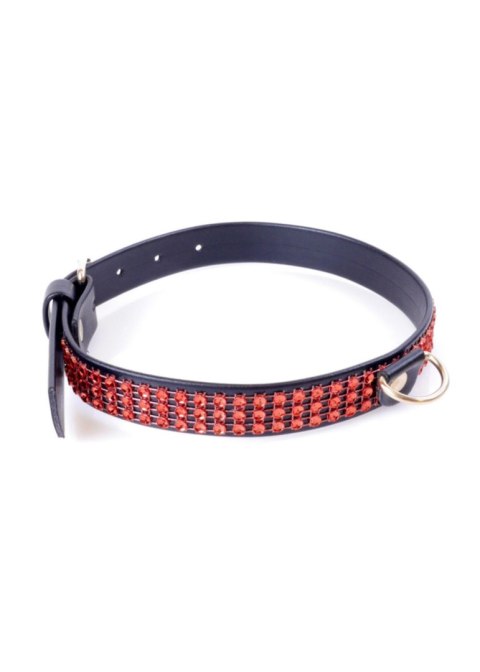 Fetish Boss Series Fetish Boss Series Collar with crystals 2 cm Red Line