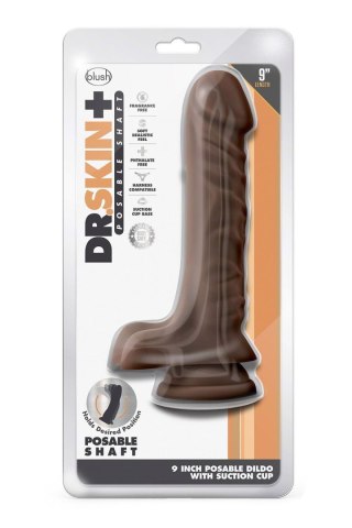 Blush DR. SKIN PLUS 9 INCH POSABLE DILDO WITH BALLS CHOCOLATE