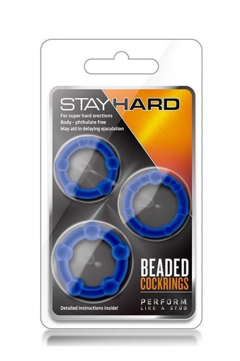 Blush STAY HARD BEADED COCKRINGS BLUE