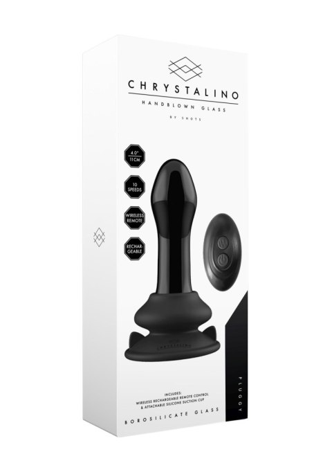 Chrystalino Plug, korek analnygy - With Suction Cup and Remote - 10 Speed - Black