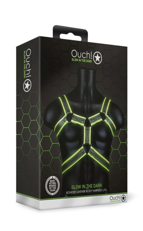 Ouch! Body Harness - Glow in the Dark - Neon Green/Black - L/XL