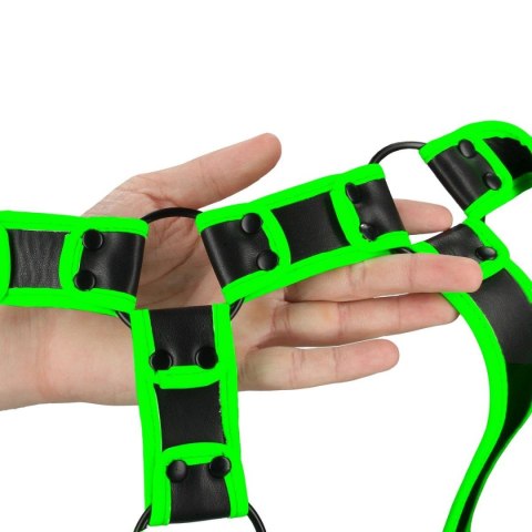 Ouch! Body Harness - Glow in the Dark - Neon Green/Black - L/XL