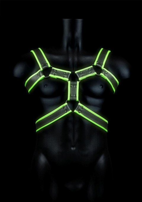 Ouch! Body Harness - Glow in the Dark - Neon Green/Black - L/XL