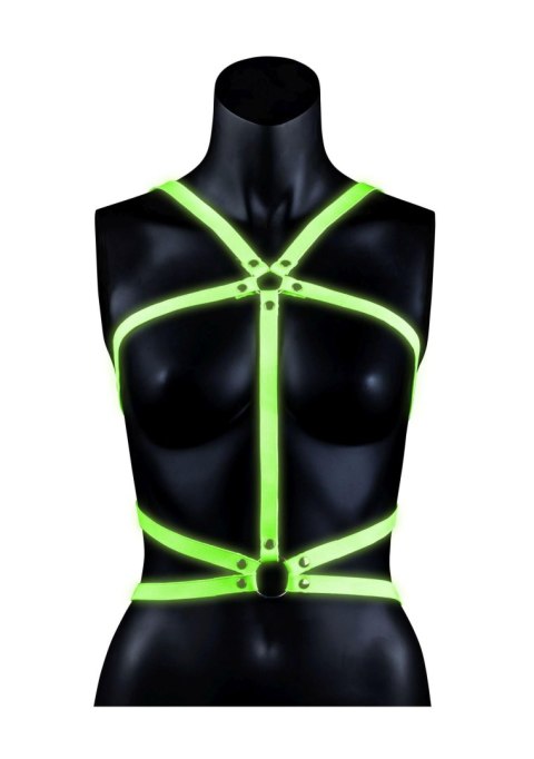 Ouch! Body Harness - Glow in the Dark - Neon Green/Black - S/M