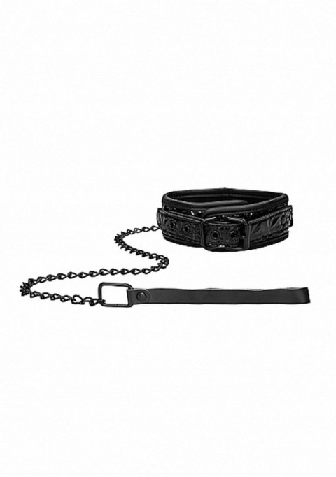 Ouch! Luxury Collar with Leash - Black