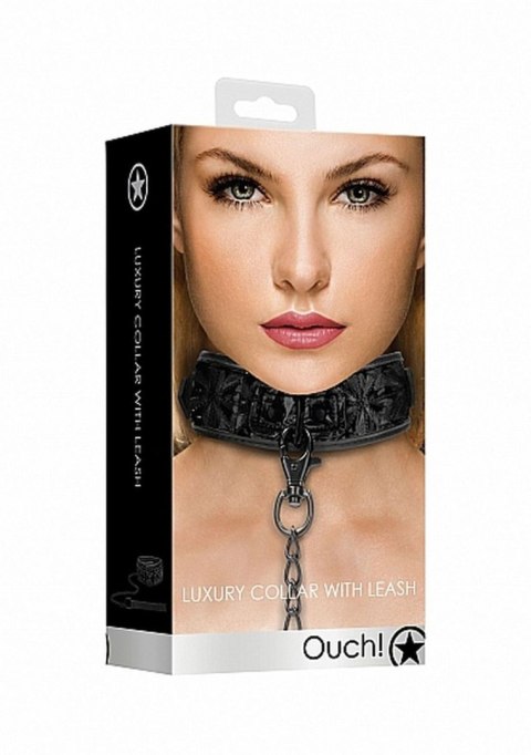 Ouch! Luxury Collar with Leash - Black