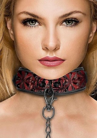 Ouch! Luxury Collar with Leash - Burgundy