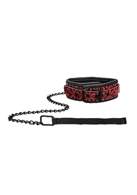 Ouch! Luxury Collar with Leash - Burgundy