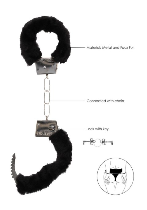 Ouch! Pleasure Furry Hand Cuffs - With Quick-Release Button