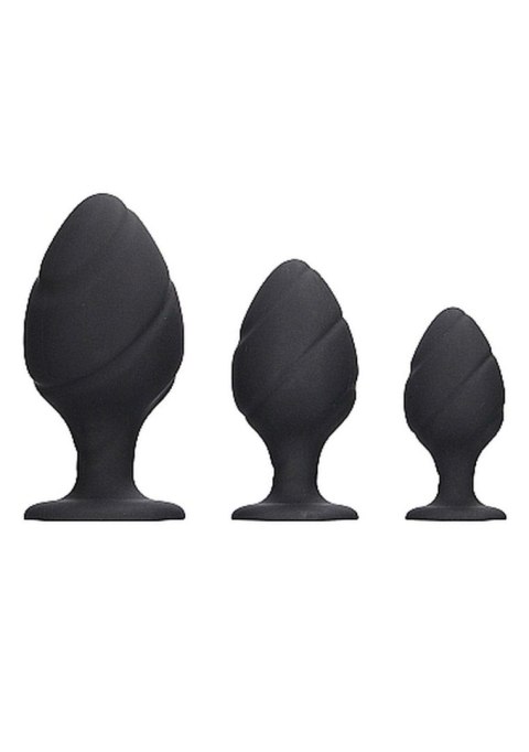 Ouch! Swirled Butt Plug Set - Black