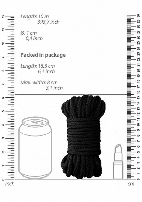 Ouch! Thick Bondage Rope - 10 meter - Black