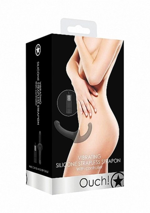 Ouch! Vibrating Silicone Strapless strap on - Black