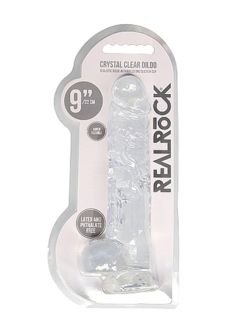 RealRock 9"" / 23 cm Realistic Dildo With Balls - Transparent