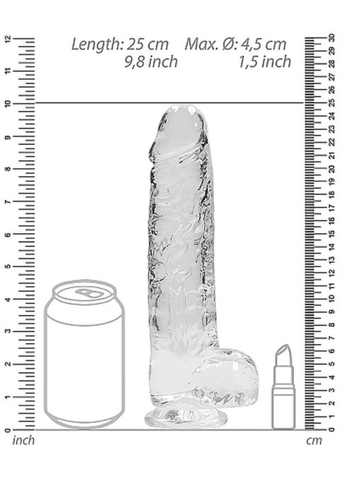 RealRock 9"" / 23 cm Realistic Dildo With Balls - Transparent