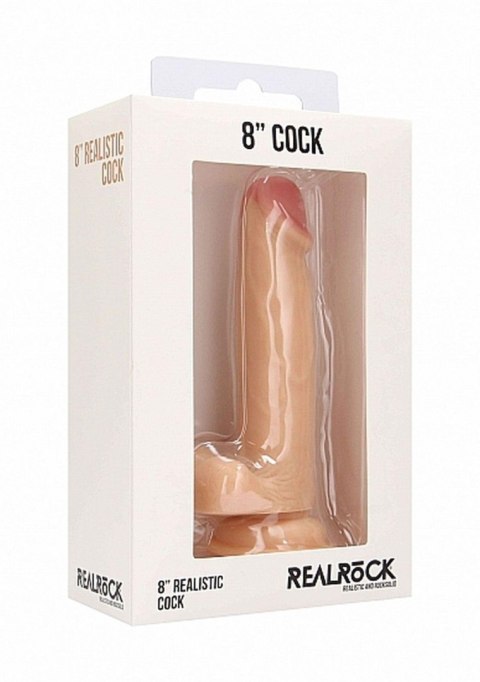 RealRock Realistic Cock - 8"" - With Scrotum - Skin