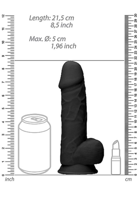 RealRock Silicone Dildo With Balls - 21,6 cm - Black