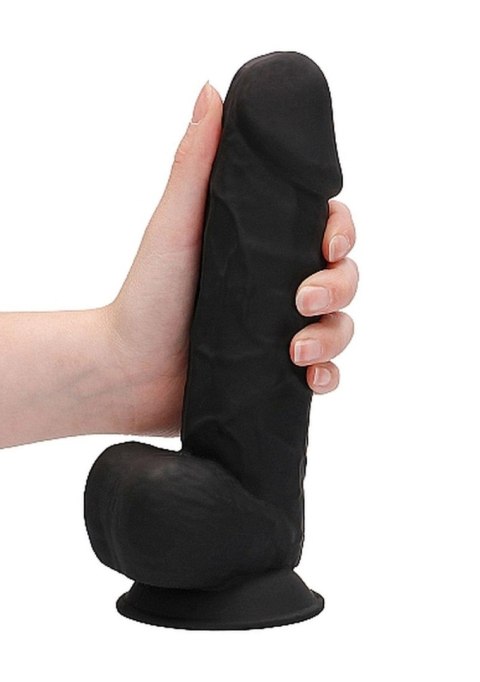 RealRock Silicone Dildo With Balls - 21,6 cm - Black