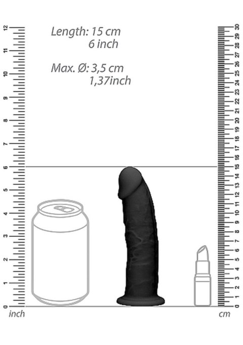 RealRock Silicone Dildo Without Balls - 15,3 cm - Black