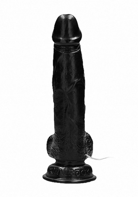 RealRock Vibrating Realistic Cock - 8"" - With Scrotum - Black