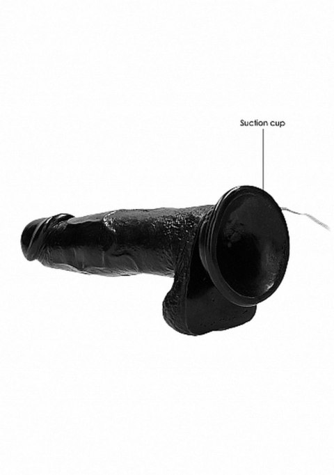 RealRock Vibrating Realistic Cock - 8"" - With Scrotum - Black