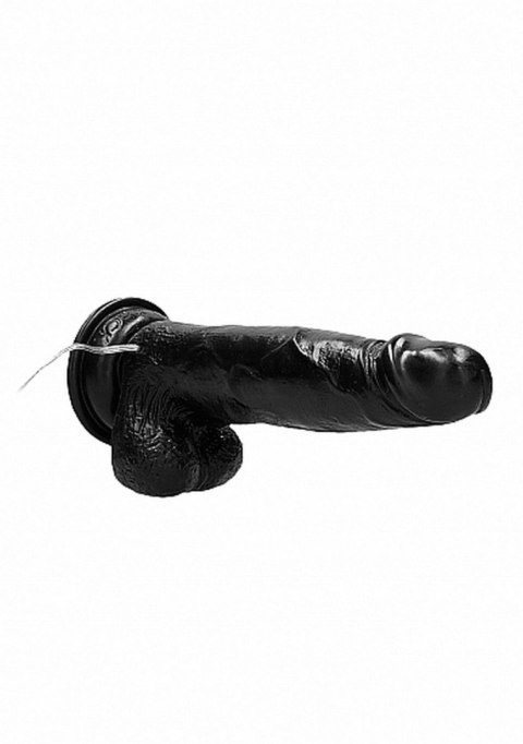 RealRock Vibrating Realistic Cock - 8"" - With Scrotum - Black