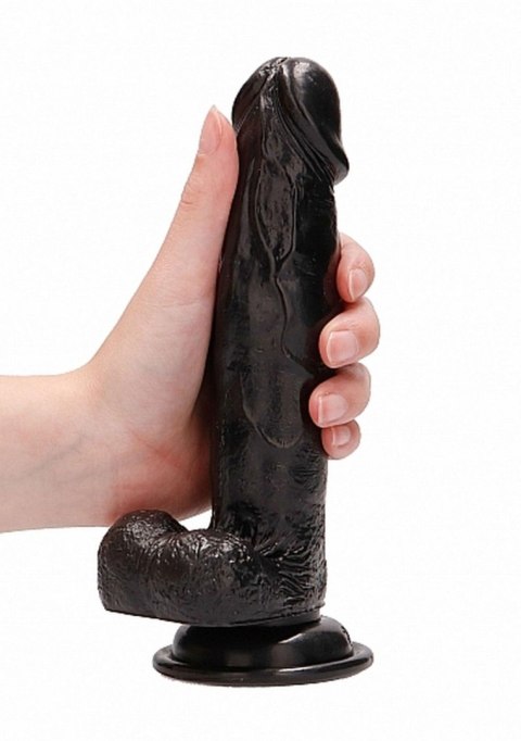 RealRock Vibrating Realistic Cock - 8"" - With Scrotum - Black