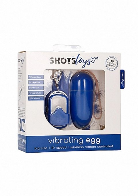 ShotsToys 10 Speed Remote Vibrating Egg - Big - Blue