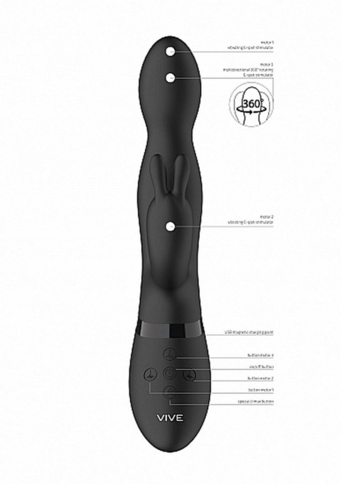 Vive Niva - 360degrees Wibrator króliczek, rabbit - Black