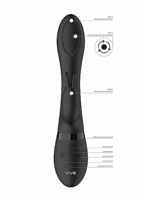 Vive Wibrator Mira - Spinning G-spot Rabbit - Black