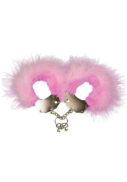 Adrien Lastic Kajdanki-Śmieszna zabawka-kadanki - Metallic Handcuffs,Feather Cov.. Pink