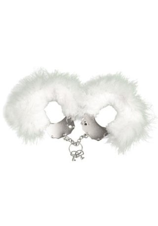 Adrien Lastic Kajdanki-Śmieszna zabawka-kadanki - Metallic Handcuffs,feather cov.. White