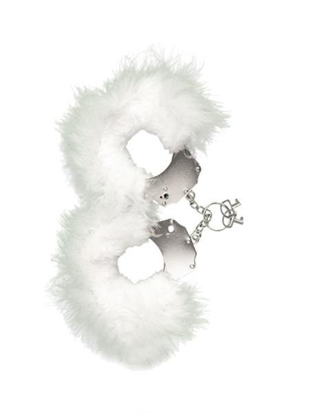 Adrien Lastic Kajdanki-Śmieszna zabawka-kadanki - Metallic Handcuffs,feather cov.. White