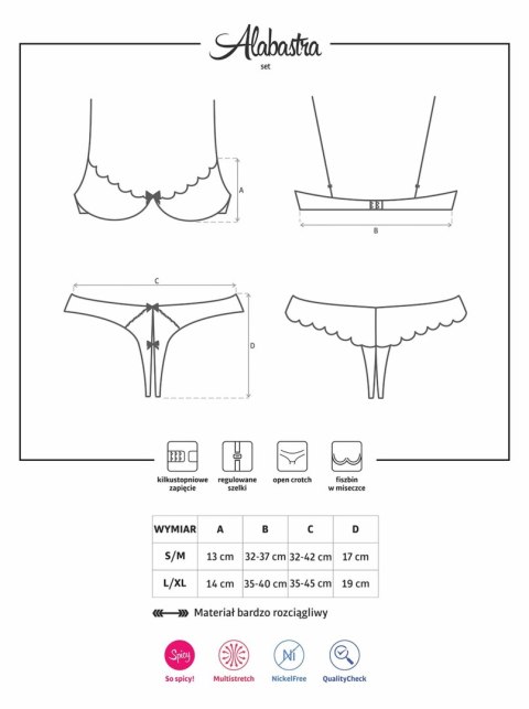 Obsessive Bielizna Dzień Kobiet-Alabastra zestaw 2-częściowy S/M