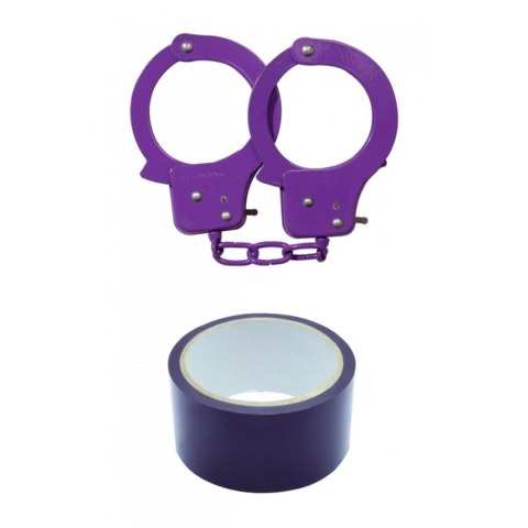 Nanma Kajdanki-Purple Sex Extra PVC Ribbon and Handcuffs